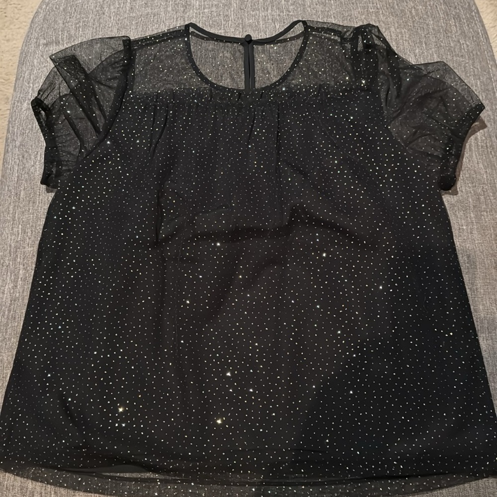 Jcrew black short sleeve shirt with gold accents - Picture 2 of 3